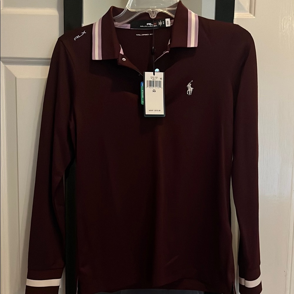 🆕 Ralph Lauren Burgundy Long Sleeve polo Shirt